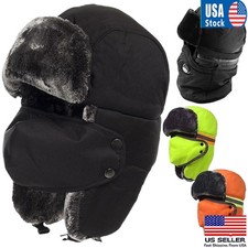 fur lined trapper hat thermal ski cap with face mask for winter skiing hiking