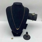 Coralia Sterling Silver 925 Gold Toned Jewelry Set Necklace Bracelet Rings 5pc — photo 1