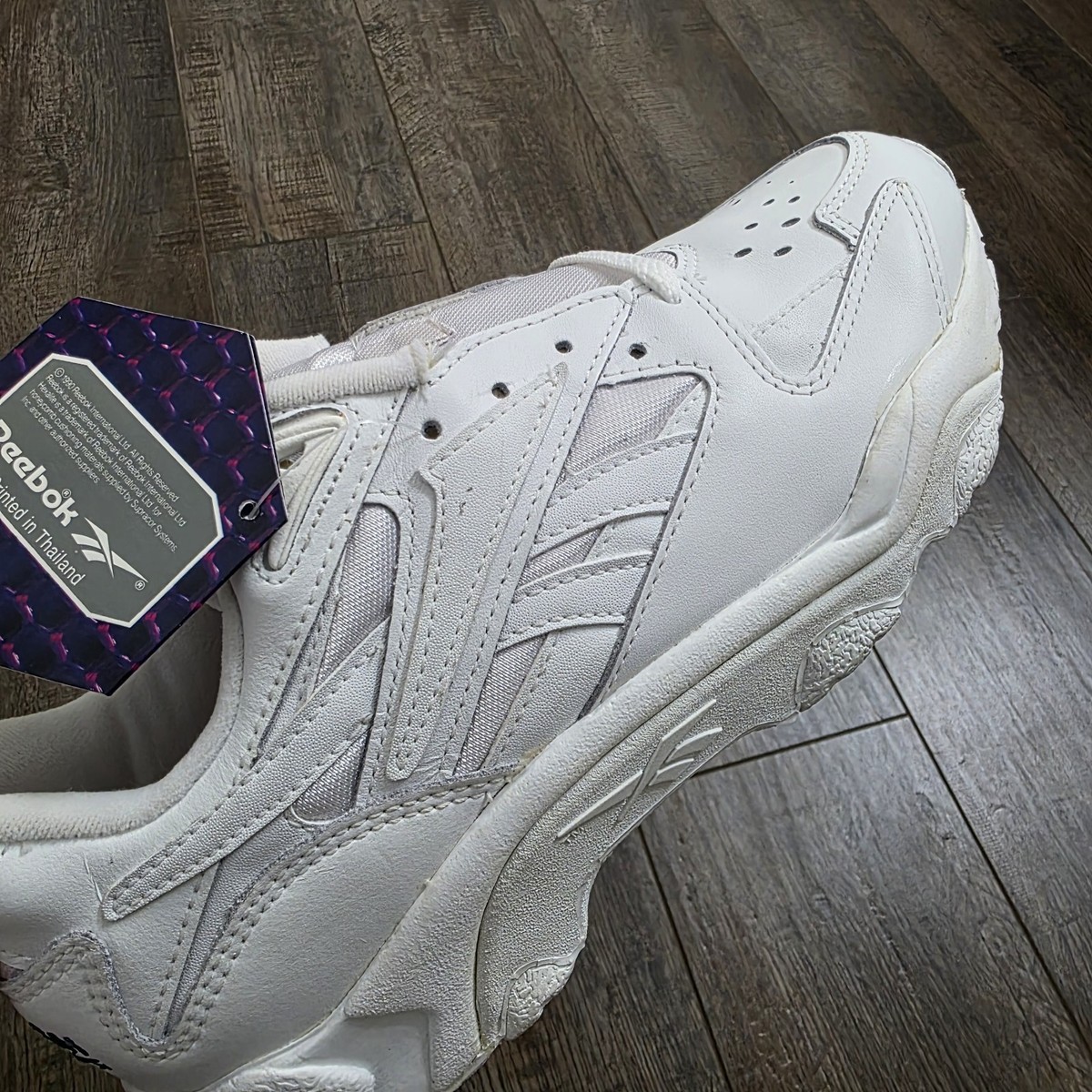 Vintage Reebok Sneakers Womens Size 10 White Teal Logo 90s Shoes