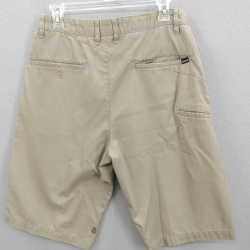 Volcom Mens 31 Solid Tan Friggin Chino Shorts 23" Flat Front Phone Pocket Skater - Picture 5 of 7