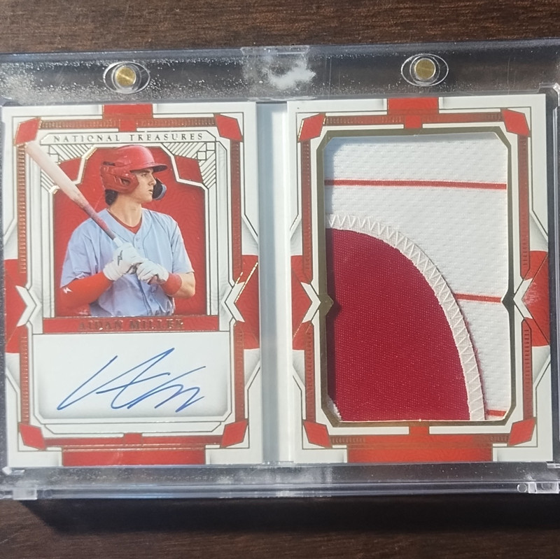 Panini 2024 National Treasures Aidan Miller Phillies RC Auto Jersey Booklet /35