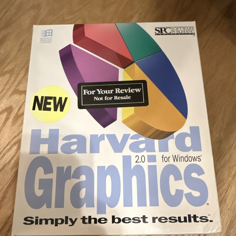 SPC Software Publishing Harvard Graphics 2.0 Windows Floppy Not for Resale