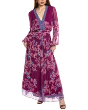 Hemant & Nandita Chiffon Maxi Dress Women's Purple Xs