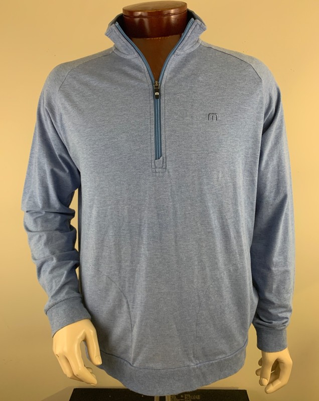 TRAVIS MATHEW Men's Zachary 1/4 Zip Performance Pullover Golf Shirt Blue Size L