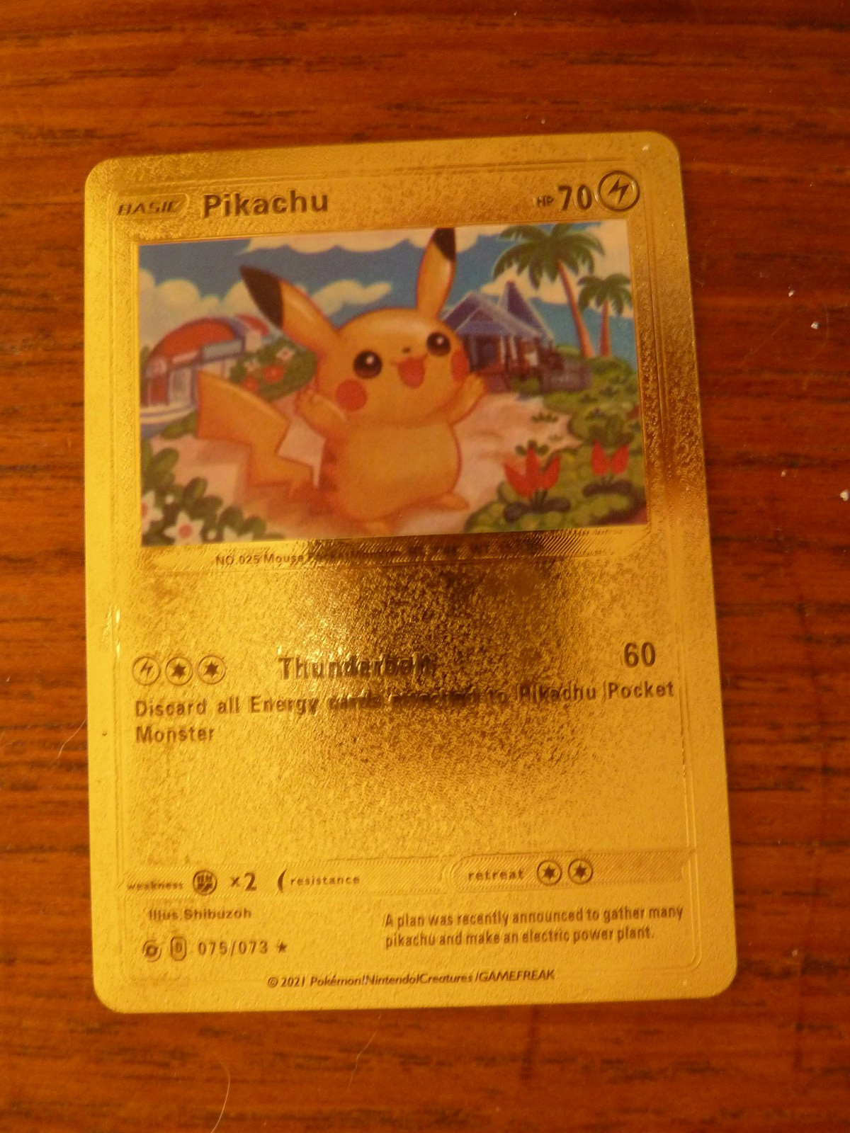 Pikachu Thunderbolt HP70  Gold Foil Fan Art Pokemon Card 075/073 Card NM
