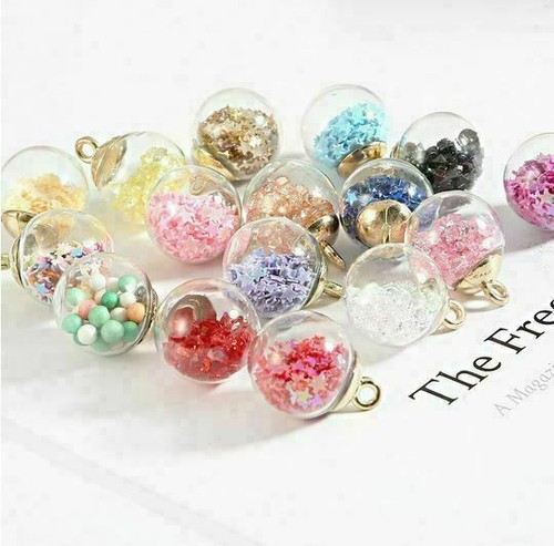 CHARMS ANHÄNGER GLASKUGEL MIT PINK FARBENEN STERNEN BETTELARMBAND (NEU) - Bild 4 von 4