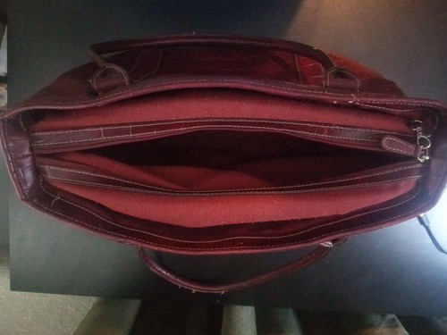 Kim Rogers Burgundy Tote Large Bag Purse Imitation Leather Double Handles - Picture 7 of 9