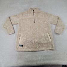 Simply Southern Sweater Womens Medium Brown 1/4 Zip Pullover Fleece Faux Fur