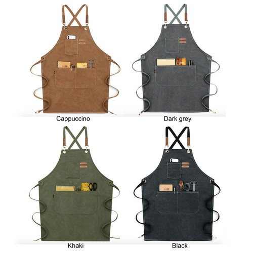 Unisex Denim Waterproof adjustable across shoulder Hard Work Aprons with pockets - Picture 6 of 10