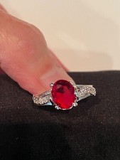 Ladies Real 925 Sterling Silver Tarnish-Resist Shiny Crystal 6mm Split Band Ring