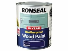 Ronseal 10 Year Weatherproof Wood Paint Royal Blue Gloss Finishes  750ML
