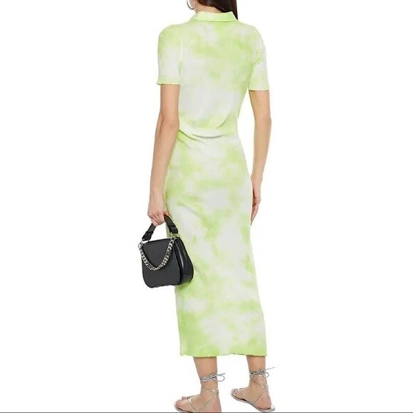 Helmut Lang NWOT 255 Electric Yellow Batik Polo Dress Tie Dye M