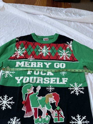 Maglione Spencer's Ugly Christmas Merry Go F*ck Yourself Elfo Regalo Fiocchi di Neve XL - Foto 8 di 14