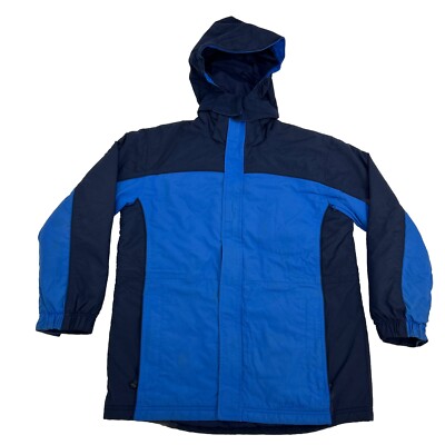 L.L. Bean Coat Kids Large 14-16 Blue Thinsulate Hooded Zip Up Jacket Nylon