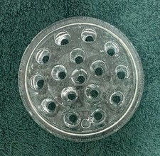 Large Clear Glass Flower Frog Dome Shaped 5" Diameter 1" H 16 Large Holes