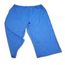 Susan Graver Pull On Cropped Pants 3X Plus Size Blue Elastic Waist Straight Leg