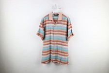 Vtg 70s Streetwear Mens XL Distressed Pastel Striped Collared Button Shirt USA