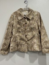 Chico's 1 Blazer Metallic Silk Blend Decorative Button Jacket