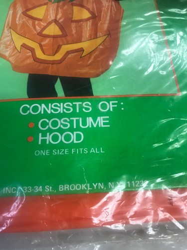 Vintage 1989 Ben Cooper Adult Pumpkin Vinyl Costume One Size New In Package - Picture 5 of 8