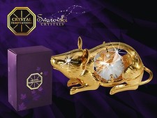 4326 Gold Maus Mouse Swarovski Steine Kristall 24 Karat Crystal 5 cm