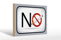 Holzschild Hinweis 30X20 Cm No Smoking Rauchverbot Deko Schild Wooden Sign