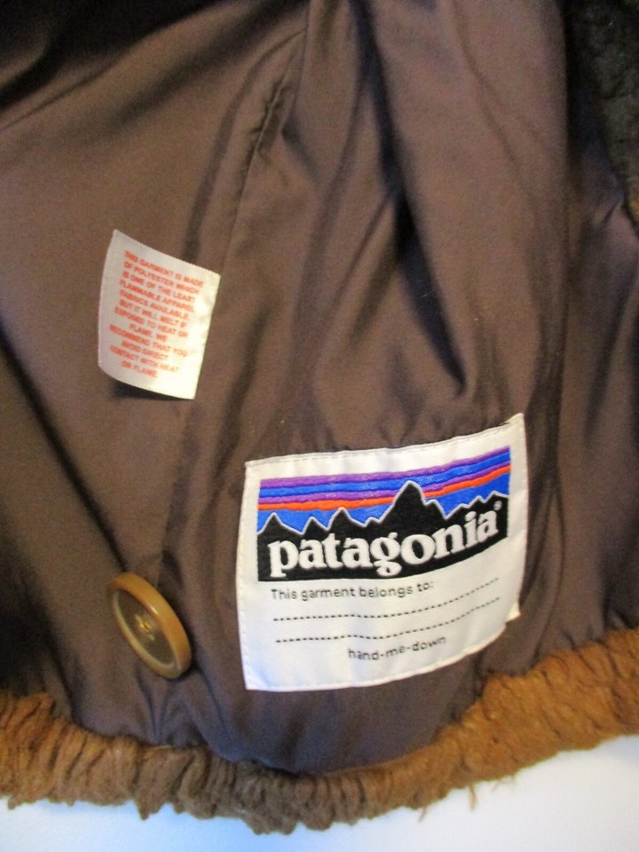 Patagonia Pelage Jacket Girls Medium (10) Brown Fleece Cape Deep Pile