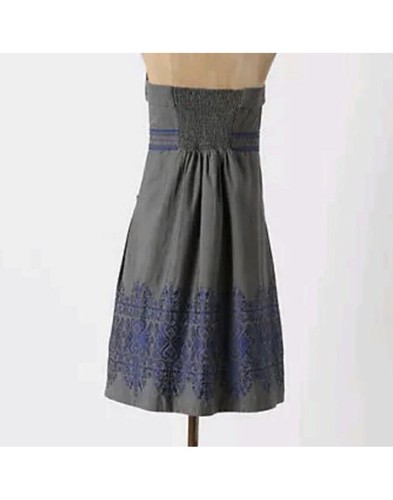 Beautiful $148 Anthropologie Gray & Blue Floreat Sewing Circle Dress 2 XS - Picture 6 of 8