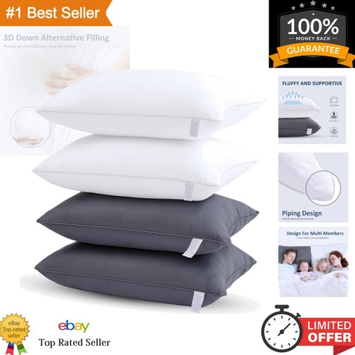 Dual Color Set of 4 Standard Pillows Hotel Quality Softness & Care