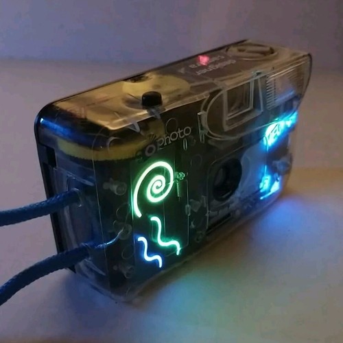 GoPhotos Neons Transparent Designer 35mm Film Camera With A 27mm Wide Angle Lens - Picture 3 of 18