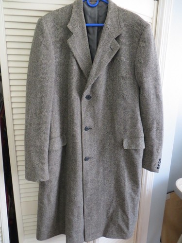Mr. Harry Couture Men s Black Grey Herringbone Long Coat DressCoat 44R US/54EUR - Picture 4 of 6