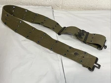 WW2 US Army Military Canvas OD Green Pistol Web Belt Canteen Soldier Gear - B