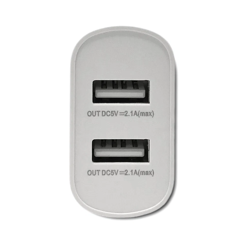 2 Pack Dual Port USB Wall Power Adaptor Charger US Standard Plug White - Image 2 of 4