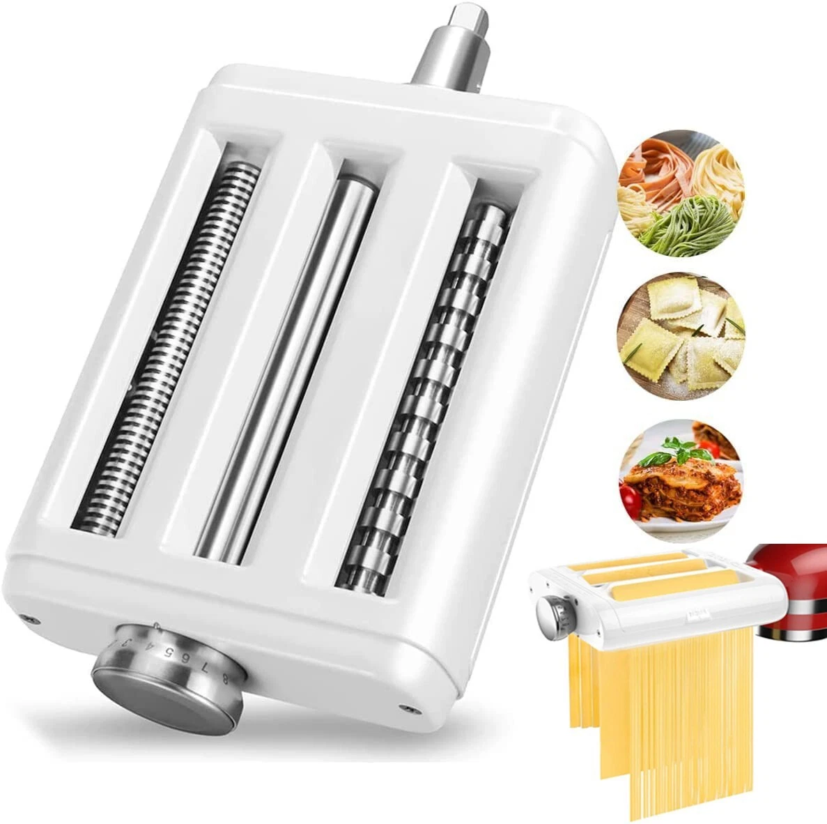 TZCYOTO Pasta Maker 3-in-1 Attachment for KitchenAid Stand Mixers, Including Fettuccine and Spaghetti Cutter, Pasta Sheet Roller, Pasta Maker