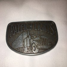 Vintage Raleigh Lights Belt Buckle - Cigarettes Tobacco Semi Truck - 3.5 inches