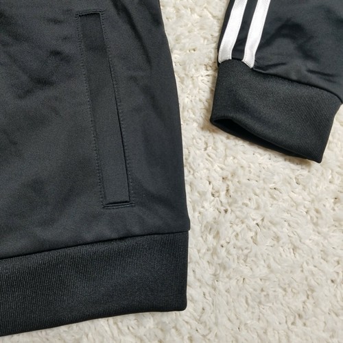 Girls Adidas Jacket Size Large 16 Tricot Bomber Zip Down Black White Pockets - Picture 4 of 10