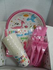 Wernnsai Pink Dinosaur Party Supplies sirve para 16