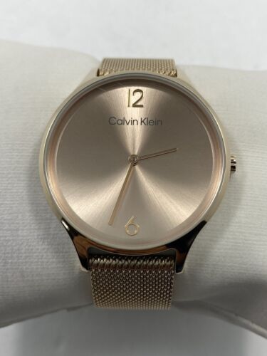 Calvin Klein Timeless Quartz Rose Gold Tone Steel Mesh Ladies Watch 25200002