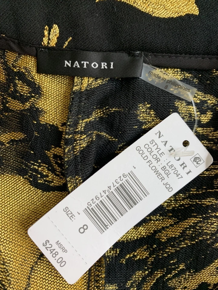 Natori Womens Black & Gold Jacquard Crop Pants Size 8 NWT 8959 $248 - Image 4 of 4