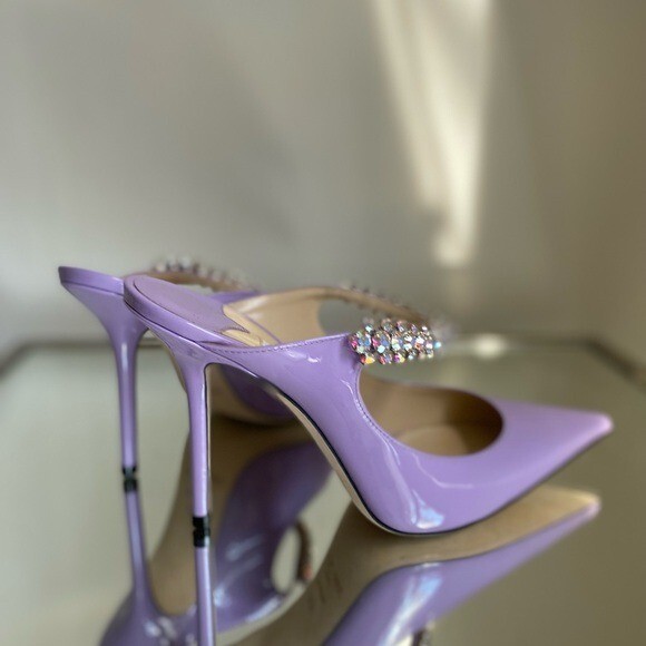New JIMMY CHOO Bing 100 Lilac crystal-embellished patent New JIMMY CHOO Bing 100 Lilac crystal-embellished patent