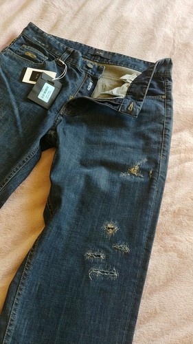 New PLAC JEANS River Straight Jeans Distressed Denim Size 32x31 - Picture 2 of 4