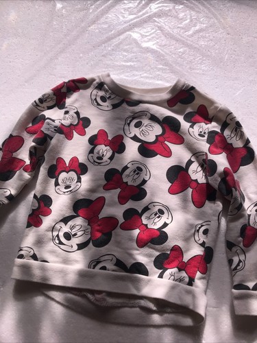 Disney Minnie Mouse Crew Sweatshirt Beige Girls Size 4 - Picture 2 of 5