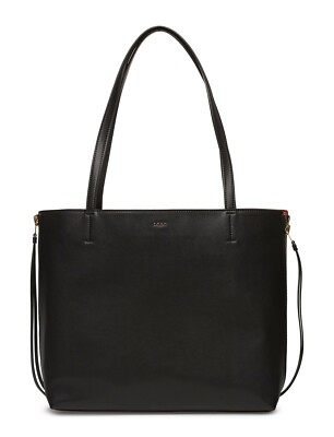 DKNY XL TOTE East West REVERSIBLE Shoulder Zip-Down Black & Clay Brown Leather
