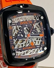 W44mm Auto Skeleton DIABLO | Black Rectangle | Orange Silicone | Invicta Watch