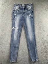 Flying Monkey Jeans Women 25 Mid Rise Distressed Light Wash Denim Boho Chic