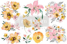 - Watercolor Lush Small Transfers 6"X12" 3 Sheets Rub on Transfers for Furniture