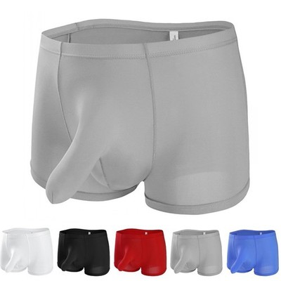 Stylische Low Rise Herren Boxershorts aus einfarbigem Eisseidenstoff