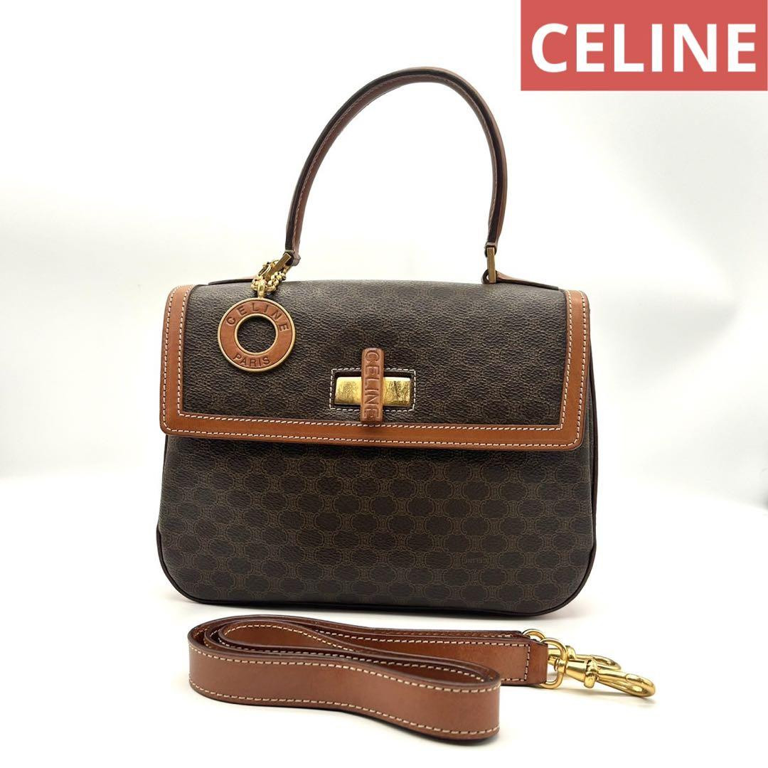 Celine Macadam All-Over Pattern Vintage 2Way Handbag Logo Charm Vintage Limited
