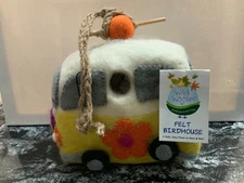 NWT WILD WOOLIES Hippie Bus Van Hand Crafted Felt Birdhouse