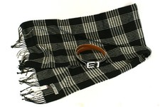 Lot of 2 Amanda Smith Plaid Scarf Black Faux Leather Belt Set, Pre-Owned