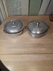 Vintage Aluminium Kasserolle Set (2) Everlast Pyrex & Nasco Italien Glasur-Backen